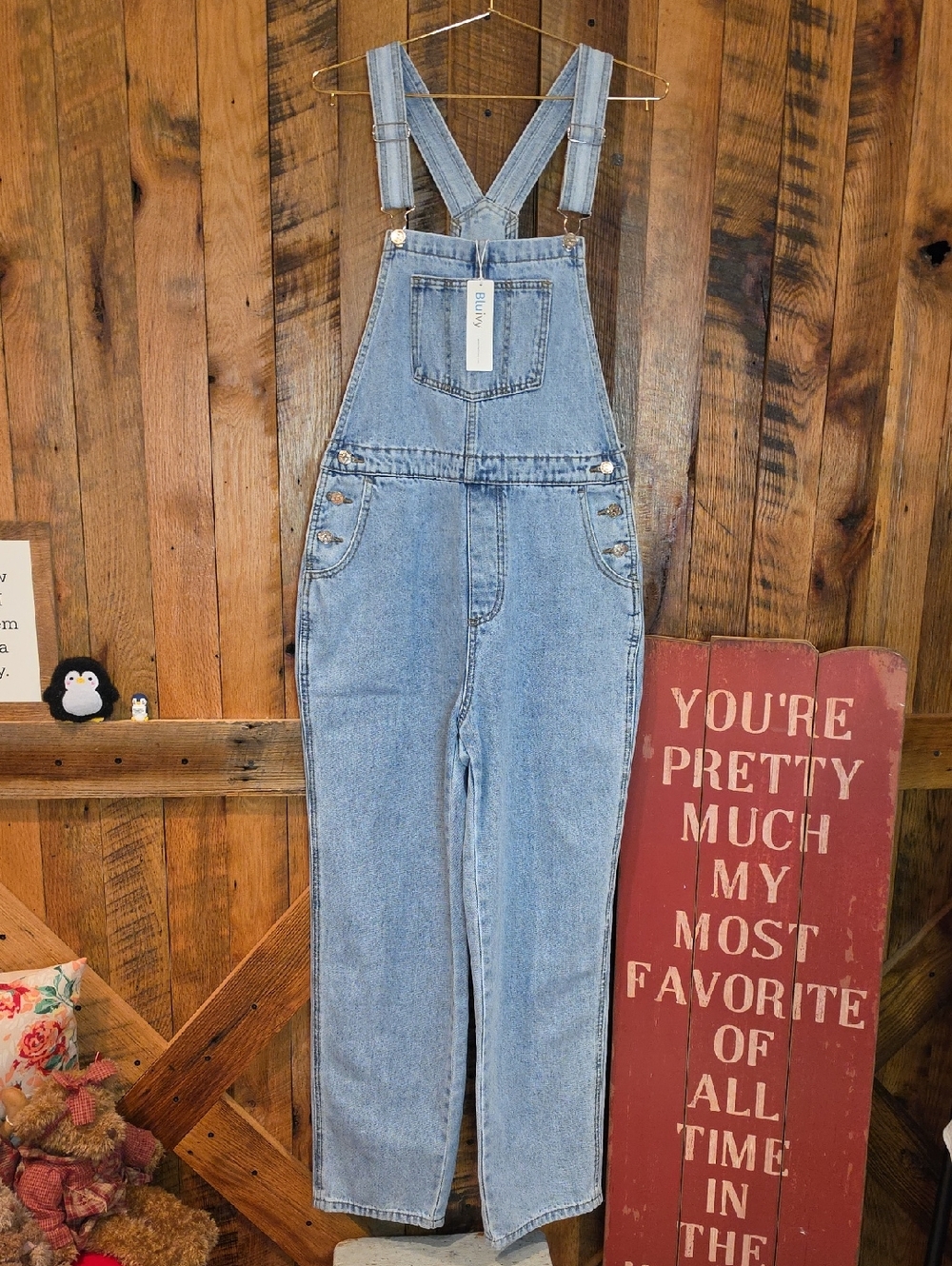 055p Bluivy Light Blue Denim Women's Overalls - Straight Leg Bib